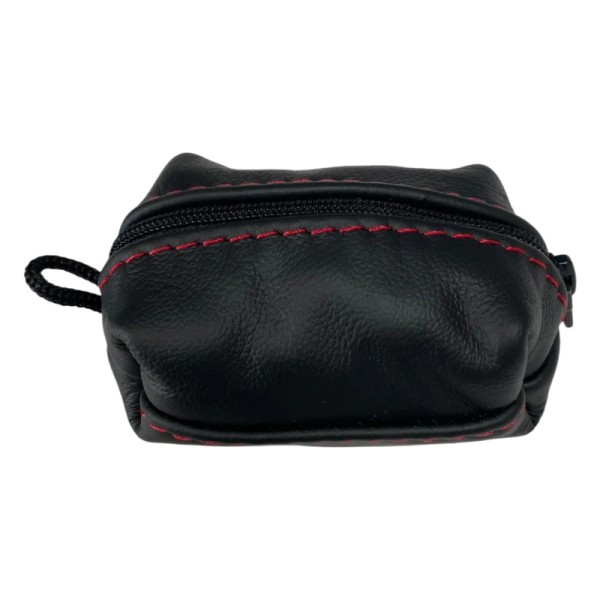 Porte-monnaie en cuir véritable de couleur noir avec les coutures rouges pour Peugeot 205 GTI CTI 309.