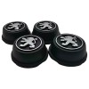 Ensemble de 4 centres de roue noirs avec lion chromé pour Peugeot 205 Rallye / 106 Rallye.