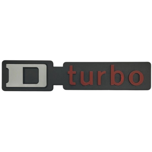 Monogramme D-Turbo Peugeot 205 – Reproduction ABS Robuste Noir Rouge Gris.