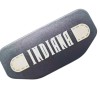 Badge de volant refabriqué. 205 Indiana. Fond noir. Lettres beiges.