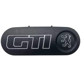 Logo centre de volant neuf pour Peugeot 205 GTI Phase 1, noir et écriture grise.