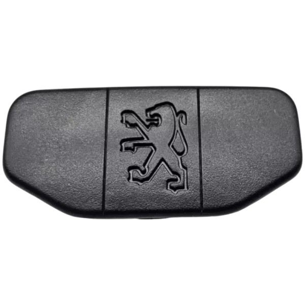Monogramme central de volant Peugeot 205 Phase 2. Fond noir ou gris. Lion creusé.
