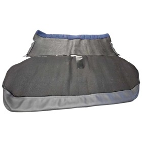 Garnitures de banquette arrière en tissu jeans et simili cuir, conçues pour Peugeot 205 CJ.