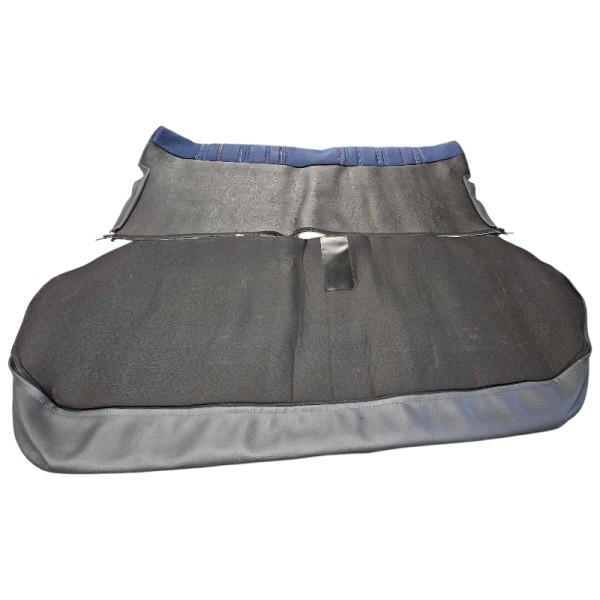 Garnitures de banquette arrière en tissu jeans et simili cuir, conçues pour Peugeot 205 CJ.