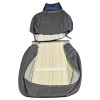 Housses de sièges en tissu jeans et simili cuir pour un intérieur neuf et élégant sur Peugeot 205 CJ.