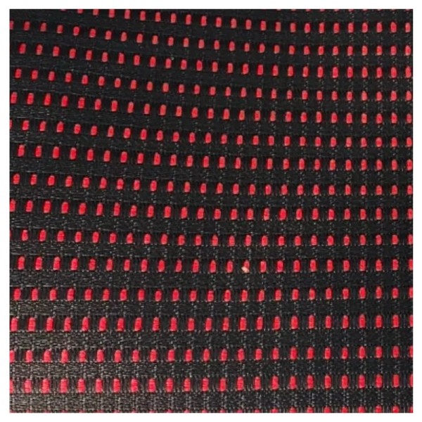Vue du tissu Quartet rouge et noir – reproduction fidèle pour Peugeot GTI.