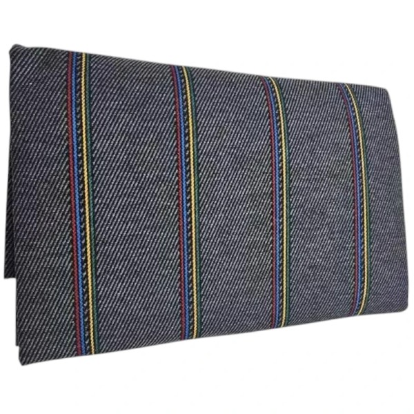 Tissu Central Gris et Noir avec rayures multicolores – Rénovation centrale de sièges Peugeot 309 XS.