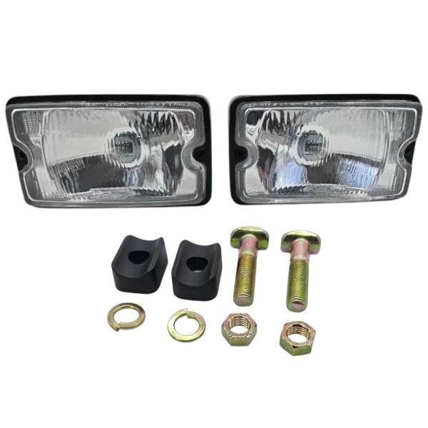 Paire de longues portées blanches Peugeot 205 Phase 2 – fond + vitre claire, kit complet prêt à poser.