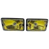 Paire de longues portées Peugeot 205 fond jaune / vitre blanche montées sur véhicule de 1988.