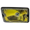 Détail de la longue portée fond jaune Peugeot 205 avec cerclage noir et faisceau neuf, kit complet.