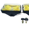 Pack de 2 Longues Portées DENJI, Fond Jaune / Vitre claire avec visserie – Peugeot 205 GTI CTI RALLYE.
