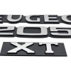 Lot de 3 Badges Arrières – Pour carrosserie - Peugeot 205 XT - noir & gris.