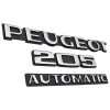 Adhésif double face au verso des 3 badges Peugeot 205 AUTOMATIC – prêt à coller.