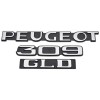 Kit 3 monogrammes logos de coffre Peugeot 309 GLD – refabrication Youngtimersclassic – noir & gris.