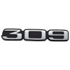 Kit de 3 insignes – Peugeot 309 GLD : reproduction conforme – finition noire & grise.