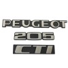 Set de 4 monogrammes : 3 logos de coffre Peugeot 205 CTI et 1 logo lion de calandre NEUFS