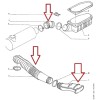 Jeu de 2 Durites + écope d'air (boite à air) pour Peugeot 205 RALLYE 1.3.